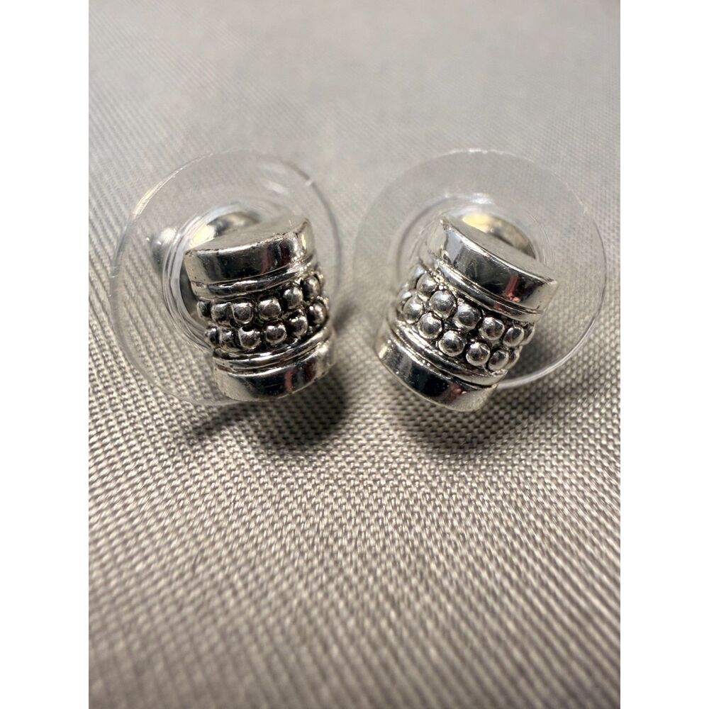 Barrel Drum Shape Silver Stud Earrings